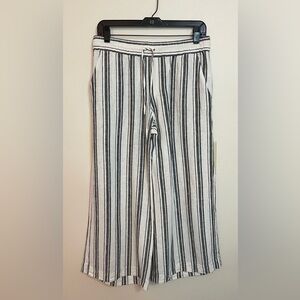 Chaps Women’s Linen Blend Relaxed Wide Leg Elastic Waistband Pockets Size Small.